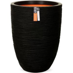 Capi Nature Rib NL vase laag 35x47cm bloempot zwart Capi Nature Rib NL vase laag 35x47cm bloempot zwart