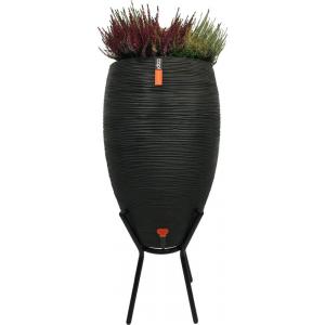 Capi Nature Rib regenton zwart 130L met plantenbak Capi Nature Rib regenton zwart 130L met plantenbak