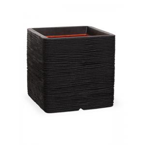 Capi Nature Rib NL 31x31x31cm vierkante plantenbak zwart Capi Nature Rib NL 31x31x31cm vierkante plantenbak zwart