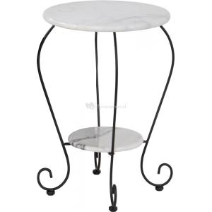 Bijzettafel rond dubbel met wit marmeren blad Bijzettafel rond dubbel met wit marmeren blad