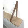 Eiken 18mm wandplank recht 120 x 20 cm inclusief leren riemen cognac