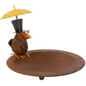 Vogelbad vogeltje met paraplu ø 23 cm - metaal Vogelbad vogeltje met paraplu ø 23 cm - metaal