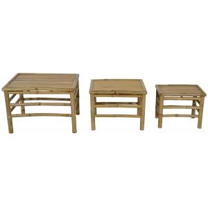 Bamboe kruk rechthoek 58-48-39 cm - Set van 3 stuks Bamboe kruk rechthoek 58-48-39 cm - Set van 3 stuks