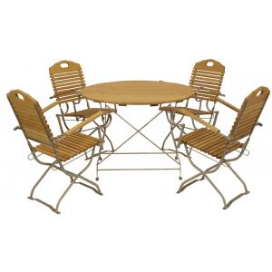 Bistroset 5-delig inklapbaar met armleuning ⌀ 100 cm - grijs frame Bistroset 5-delig inklapbaar met armleuning ⌀ 100 cm - grijs frame