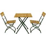 Hardhouten Bistroset 70 x 70 cm met groen metalen frame 