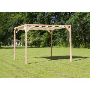 Vrijstaande pergola hout 2.9x4 meter met gebroken wit kleurig harmonicadoek Vrijstaande pergola hout 2.9x4 meter met gebroken wit kleurig harmonicadoek