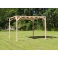 Vrijstaande pergola hout 3.7x5 meter met zand kleurig harmonicadoek