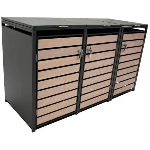 Kliko ombouw - Verzinkt staal Houtlook - Antraciet Bruin voor 3 kliko's Kliko ombouw - Verzinkt staal Houtlook - Antraciet Bruin voor 3 kliko's