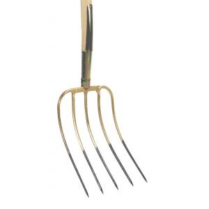 Mestvork 5 tanden houten steel 85 cm met D-greep en stift verbinding Mestvork 5 tanden houten steel 85 cm met D-greep en stift verbinding