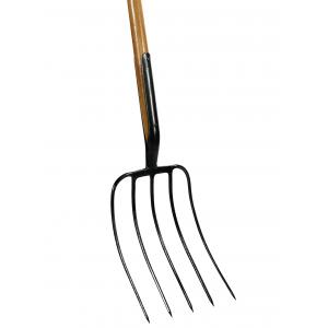 Mestvork 5 tanden houten steel 85 cm met T-greep en vaste veer verbinding Mestvork 5 tanden houten steel 85 cm met T-greep en vaste veer verbinding