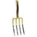 Spitvork met 4 tanden en houten steel en D-handvat