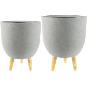 Bloempot op poten Ruth set van 2 stuks grijs Bloempot op poten Ruth set van 2 stuks grijs