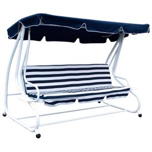 Miami 4-persoons schommel tuinbank wit-blauw Miami 4-persoons schommel tuinbank wit-blauw